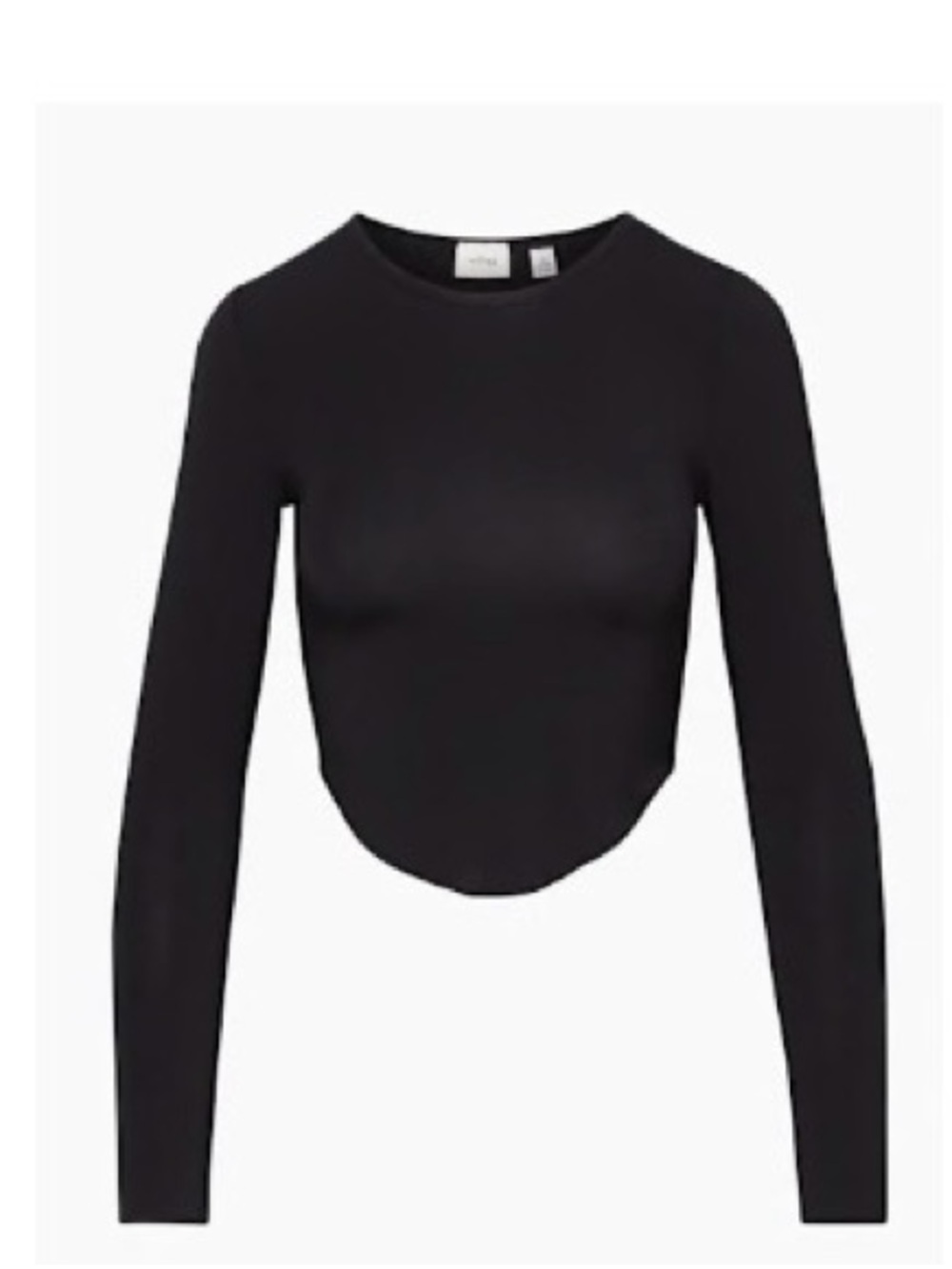 Aritzia Wilfred Black Long-Sleeve Cropped Crewneck Top Drop Waist